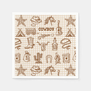 Cowboy Papieren Servetten, Westerse Rodeo Feestart Servet