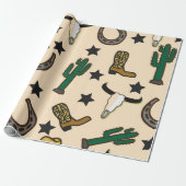 Cowboy Pattern Cadeaupapier (Uitgerold)
