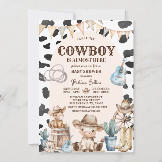 Cowboy Pattern Wild West Baby shower Kaart (Voorkant)