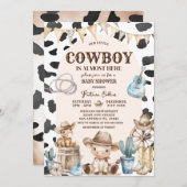 Cowboy Pattern Wild West Baby shower Kaart (Voorkant / Achterkant)