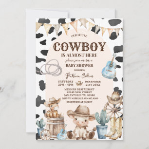 Cowboy Pattern Wild West Baby shower Kaart