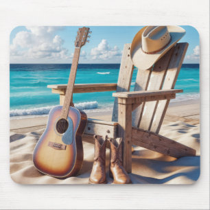 Cowboy Pet en laarzen in het strand Muismat