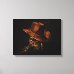 Cowboy Pet en lederen laarzen rustieke mannelijke Canvas Afdruk