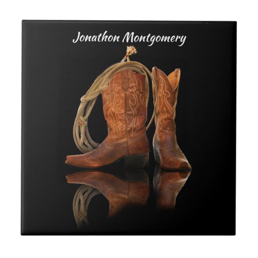 Cowboy Pet en Rope Tegeltje (Voorkant)