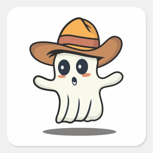 Cowboy Pet Ghost Vierkante Sticker (Voorkant)