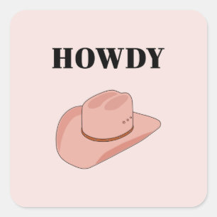 Cowboy Pet Howdy Peach Boho Vierkante Sticker
