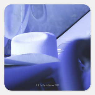 Cowboy-Pet in Dashboard van Truck Vierkante Sticker