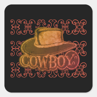 Cowboy Pet meerkleurig Vierkante Sticker