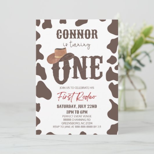 Cowboy Pet ONE Eerste Rodeo 1e Verjaardagsfeest Kaart (Staand voorkant)