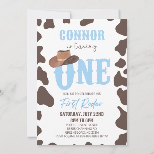 Cowboy Pet ONE Eerste Rodeo 1e Verjaardagsfeest Kaart (Voorkant)