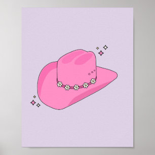 Cowboy Pet Preppy Paarse en roze Poster