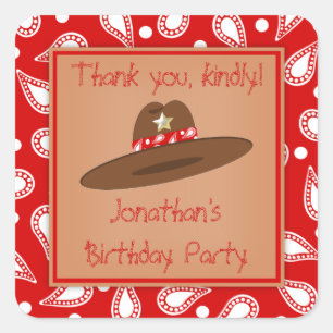 Cowboy Pet Red Bandanna Birthday Party Stickers