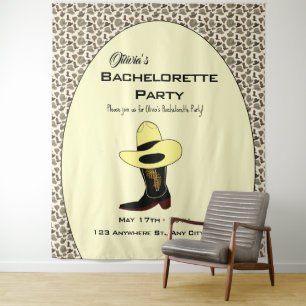 Cowboy Pet Schoenen Patroon Bachelorette Party Wandkleed