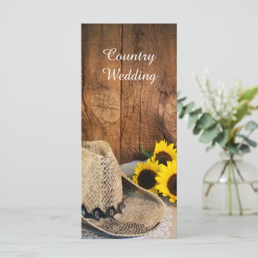 Cowboy Pet Sunflower Barn Wood Weddenschap Programma (Staand voorkant)