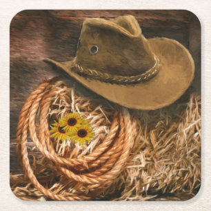 Cowboy Pet Vierkante Kartonnen Onderzetter