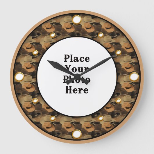 Cowboy Petten Uw Foto Muur Klok (Voorkant)