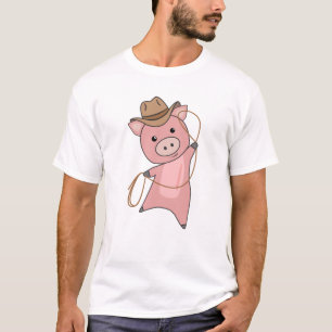 Cowboy Pig Piglet Western Roze T-shirt