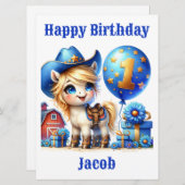 Cowboy Pony 1-jarige Kaart (Voorkant / Achterkant)