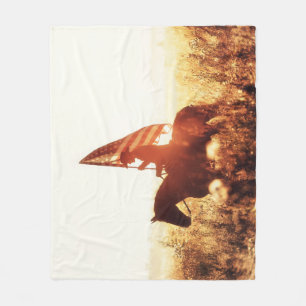 Cowboy Portret USA Vlag Thema. Fleece Deken