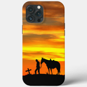 Cowboy Prayer Silhouette met Sunset iPhone hoesje