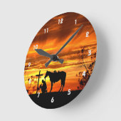 Cowboy Prière Silhouette Horloge murale (Angle)