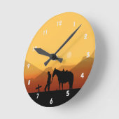 Cowboy Prière Silhouette Horloge murale (Angle)