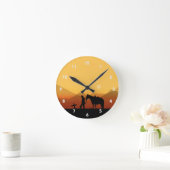 Cowboy Prière Silhouette Horloge murale (Maison)