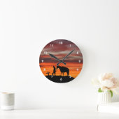 Cowboy Prière Silhouette Horloge murale (Maison)
