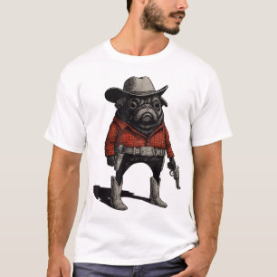 Cowboy Pug Dog Westerne Outfit Red Pug Cowboy T-shirt