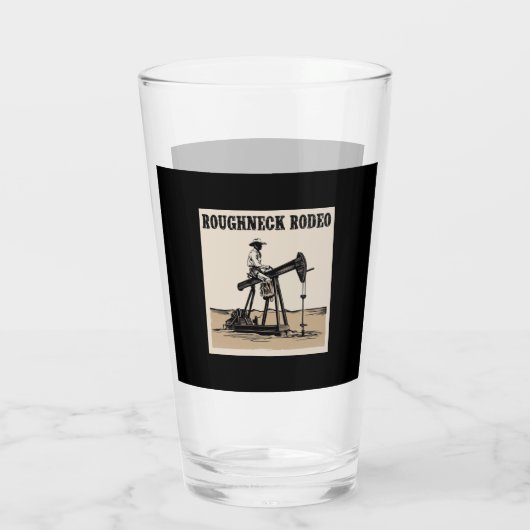 Cowboy Pump Jack Rodeo Design, Western Olieveld Glas (Achterkant)