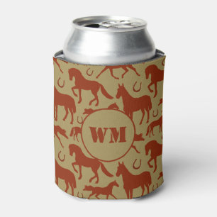 Cowboy Rancher Kastanje Bruine Paarden Monogram Blikjeskoeler