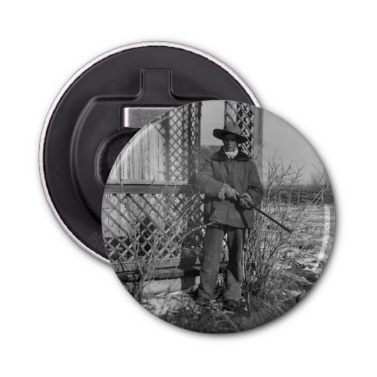 Cowboy Rancher of Canadese Outlaw van het Oude Wes Button Flesopener (Voorkant)