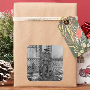 Cowboy Rancher of Canadese Outlaw van het Oude Wes Vierkante Sticker