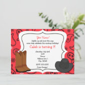 Cowboy Red Bandana Western Country Invitation Kaart (Staand voorkant)