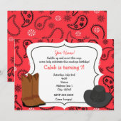 Cowboy Red Bandana Western Country Invitation Kaart (Voorkant / Achterkant)
