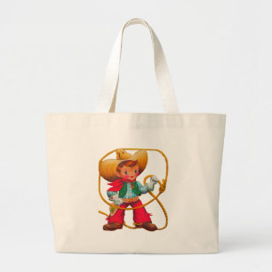 Cowboy Retro Boy Child Cute Western Grote Tote Bag
