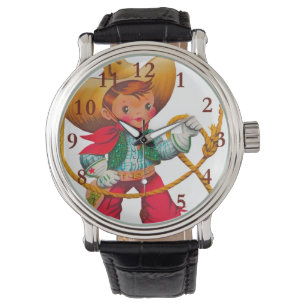 Cowboy Retro Boy Child Cute Western Horloge