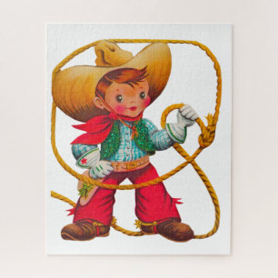 Cowboy Retro Boy Child Cute Western Legpuzzel