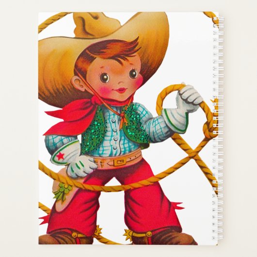 Cowboy Retro Boy Child Cute Western Planner (Achterkant)