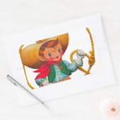 Cowboy Retro Boy Child Cute Western Rechthoekige Sticker (Envelop)