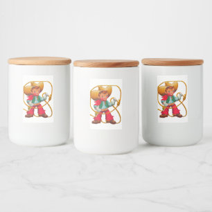 Cowboy Retro Boy Child Cute Western Voedselcontainer Etiket
