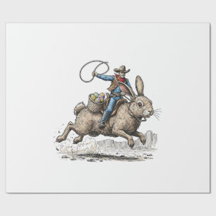 Cowboy Ridder Paashaas Western Howdy Pasen Fu Cadeaupapier