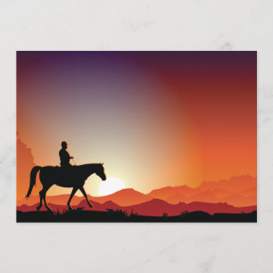 Cowboy Riding A Horse Invitations Kaart