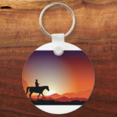 Cowboy Riding A Horse Sleutelhanger (Voorkant)