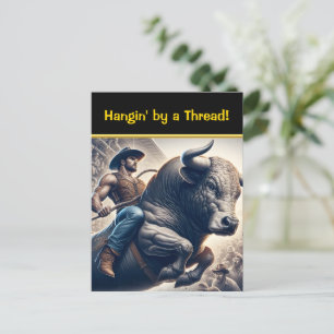 Cowboy Riding Bull in Arena Briefkaart