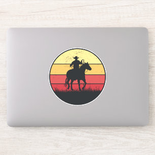 Cowboy Riding Horse Sunset Texas Boy Gift Sticker