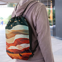 Cowboy Riding naar Flag Sunset