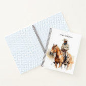 Cowboy rijden op een bruin paard ook, aanpasbaar notitieboek (Binnen)