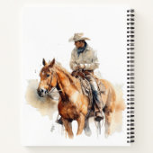 Cowboy rijden op een bruin paard ook, aanpasbaar notitieboek (Achterkant)