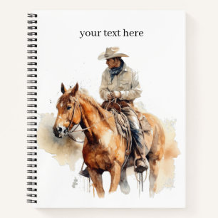 Cowboy rijden op een bruin paard ook, aanpasbaar notitieboek
